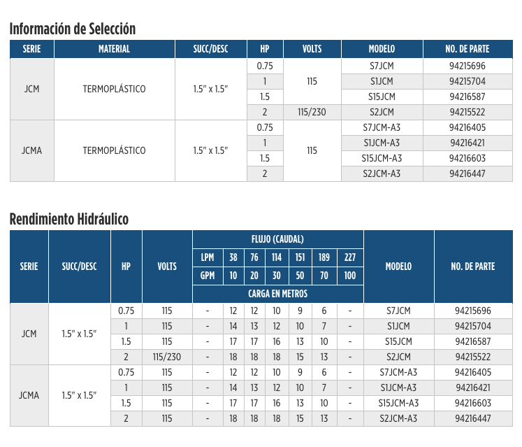 Bombas para Hidromasaje y Spa Serie JCM en Monterrey